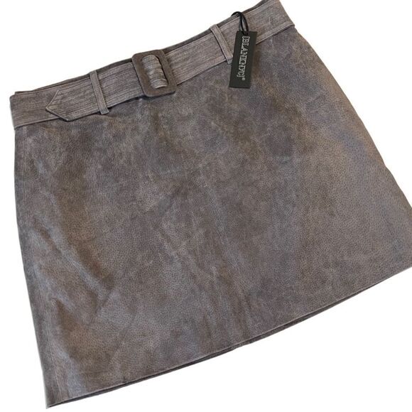 Blank NYC Gray High Altitude Suede Leather Belted Skirt Size 30 Med/Large NWT - Picture 1 of 13